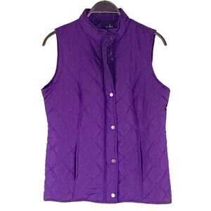 Erika Sloan Quilted Vest Zip-snap Front Purple